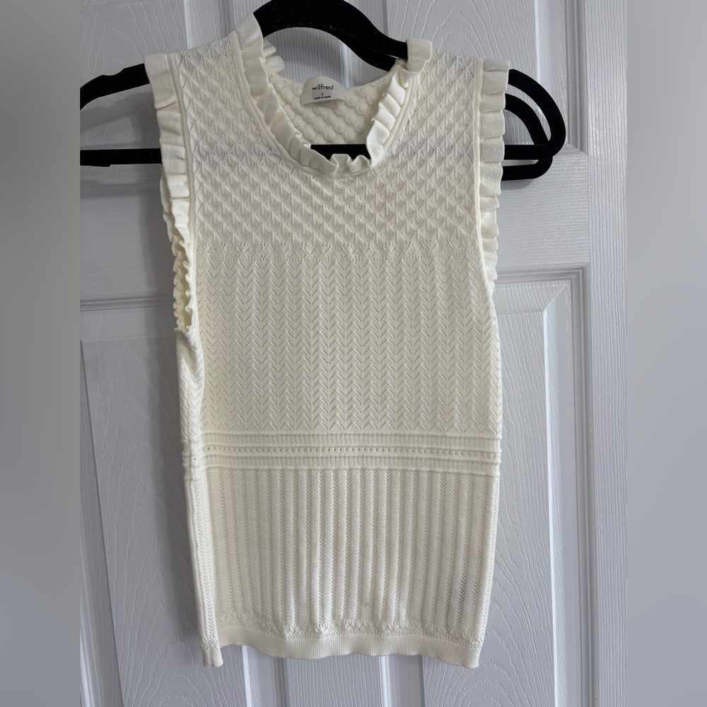 Wilfred Cream Knit Ruffle Sleeve Top- Cannes Top